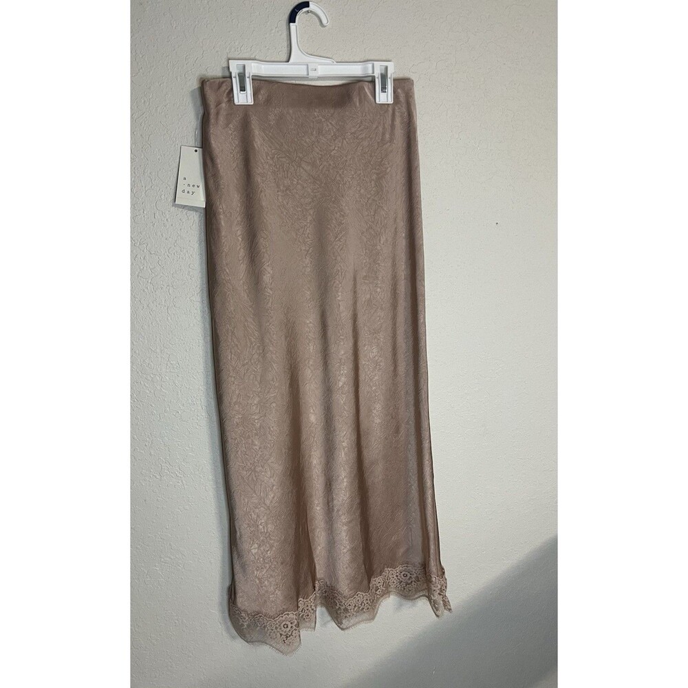 A New Day Women's Lace Trim Midi Skirt Pink  - Size XS